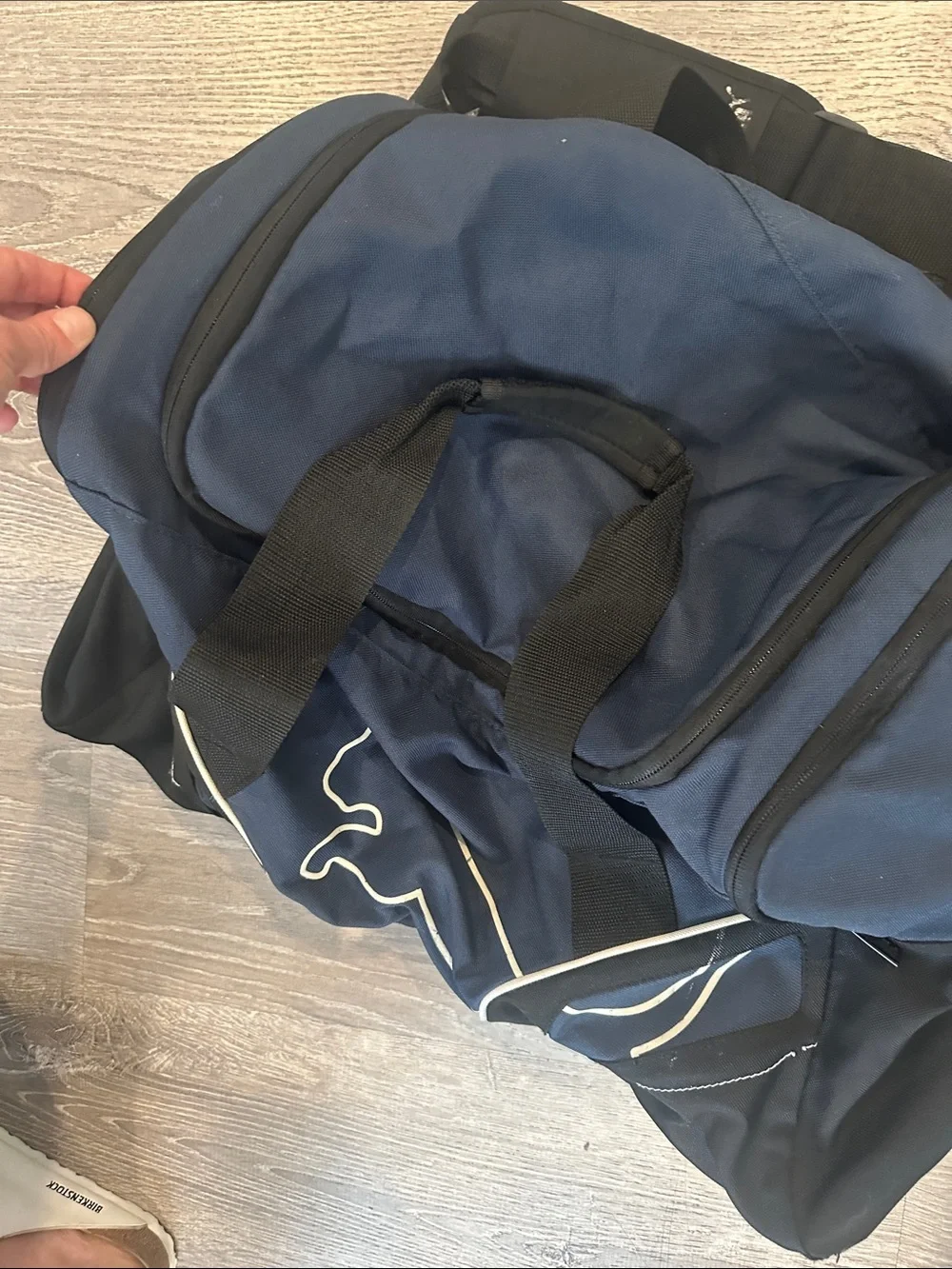 Puma Navy and Black Men's Duffel Bag with Shoulder Strap
